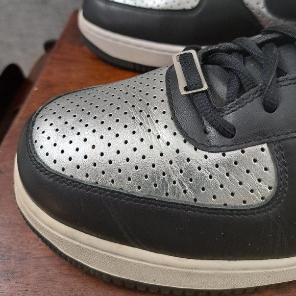 %NIKE Air Force 1 Low Black White Metallic Silver Mens Sz 13 / A 30 main image 6